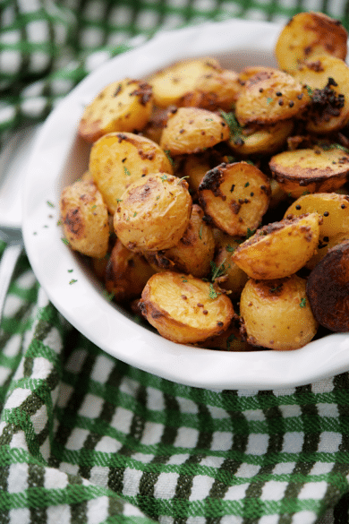 baby potatoes in a dish