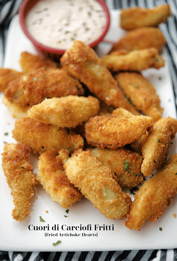 a plate of fried artichoke hearts
