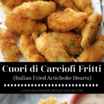 collage photo of fried artichoke hearts