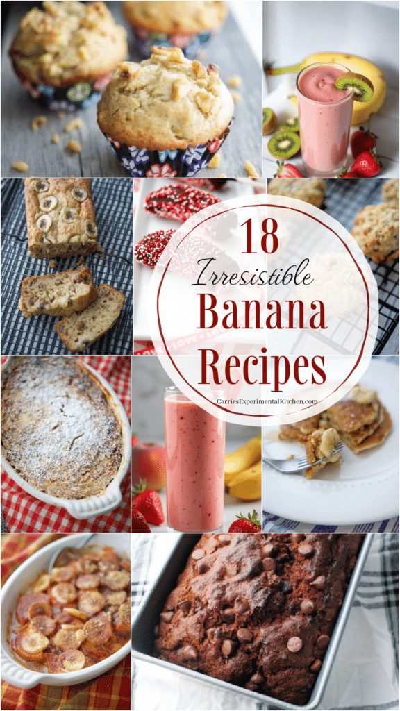 large collage photo of different banana recipes