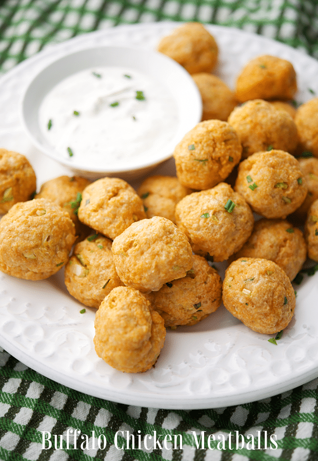 a plate of buffalo chicken meatballs