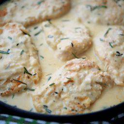 a close up of dijon rosemary chicken