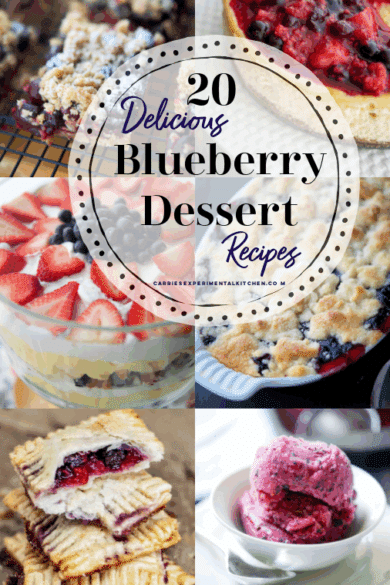 collage photo of blueberry dessert recipes