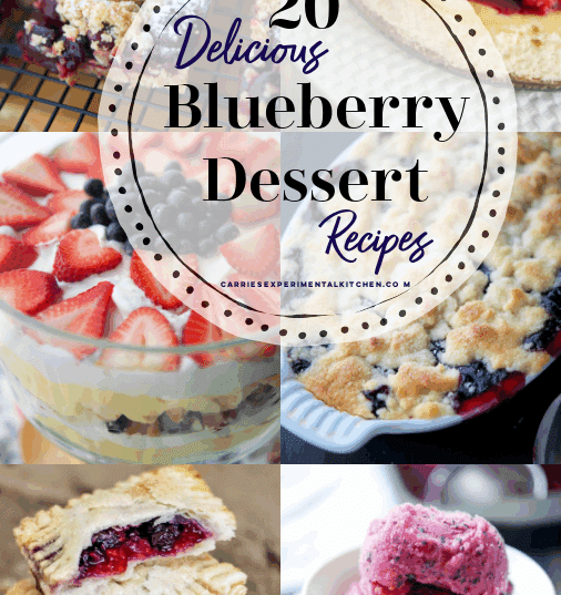 collage photo of blueberry dessert recipes