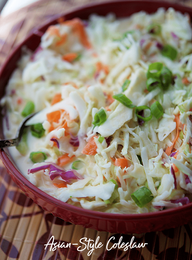 a bowl of asian coleslaw