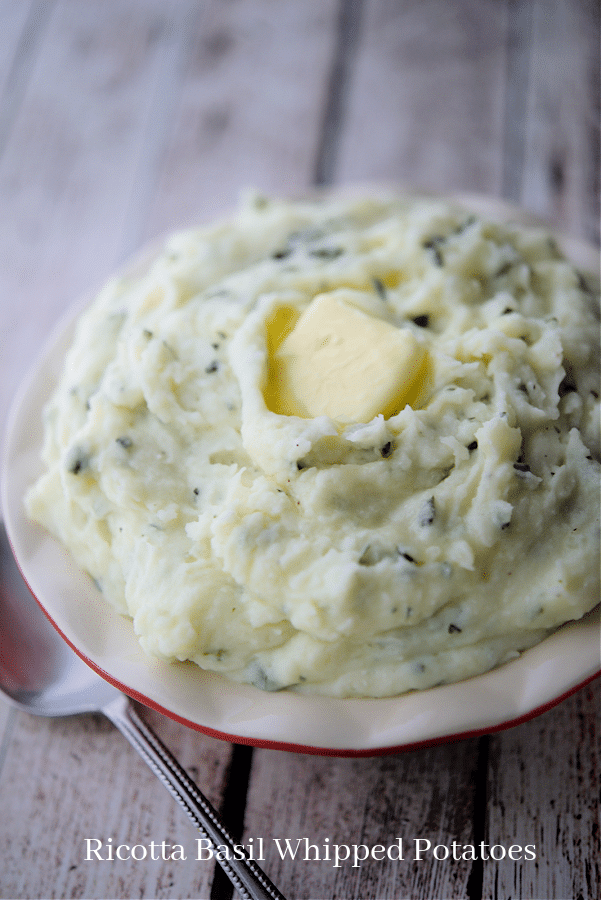 a bowl with ricotta whipped potatoes