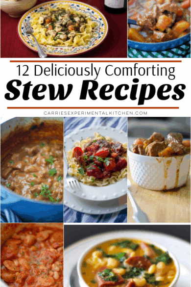 a collage of stew recipes