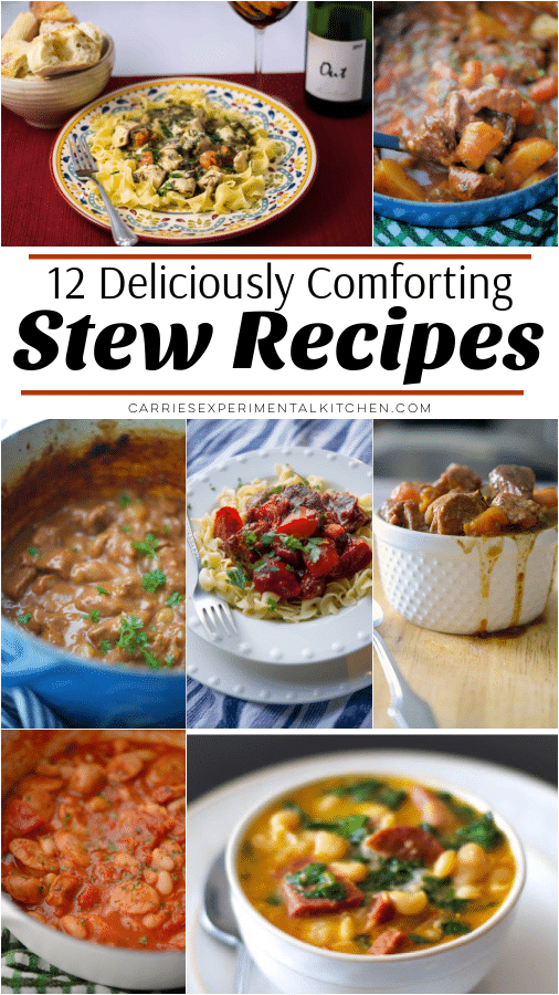a collage of stew recipes
