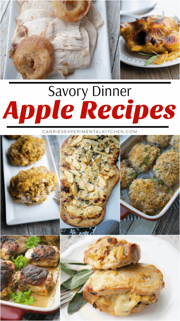 a collage of savory dinner recipes with apples